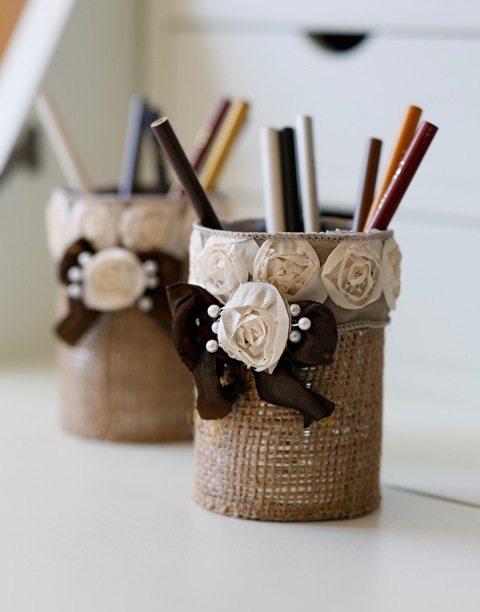 Easy to Make Burlap Pencil Holder Happy Happy Nester