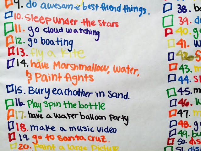 Bucket list for the summer