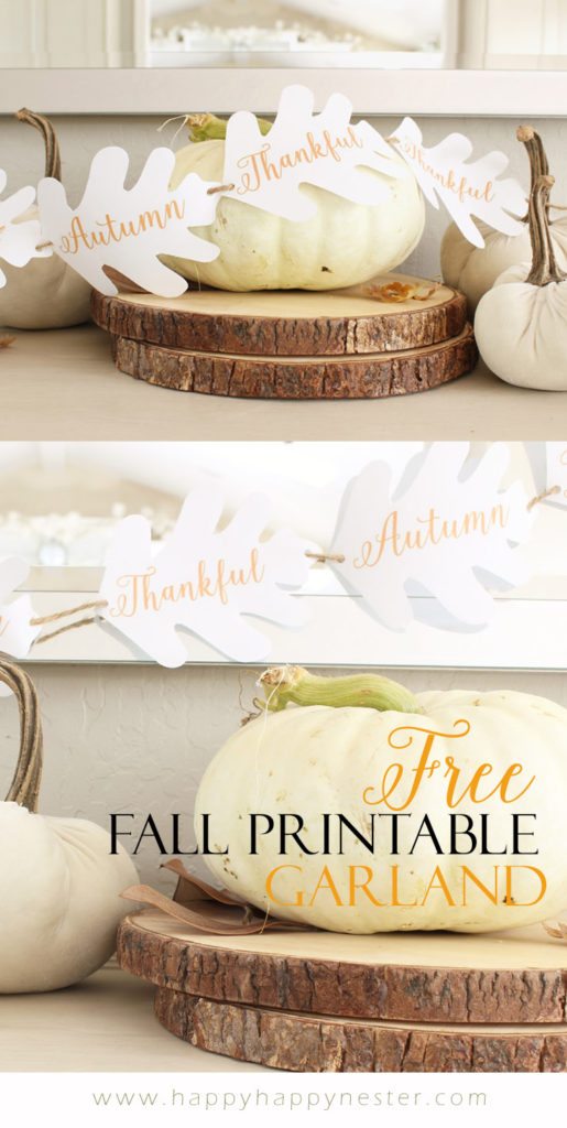 This easy, cute free fall printable is perfect for making an autumn garland. Create this paper garland in minutes and decorate your home for the fall.