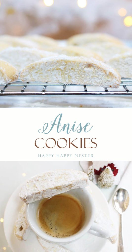 This is a blend of Italian anise cookies and a Croatian Cvite cookie. It is a unique blend you will love. Unlike a biscotti, it has powdered sugar topping.