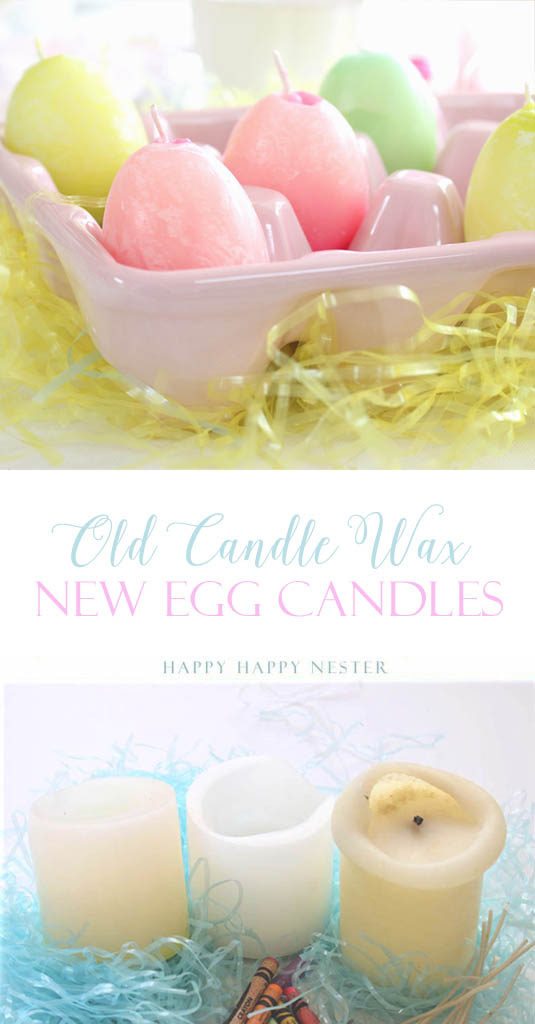 Make these cute egg candles from old candle wax and old crayons. Use actual eggs shells for the molds. This upcycle project makes cute Easter candles.