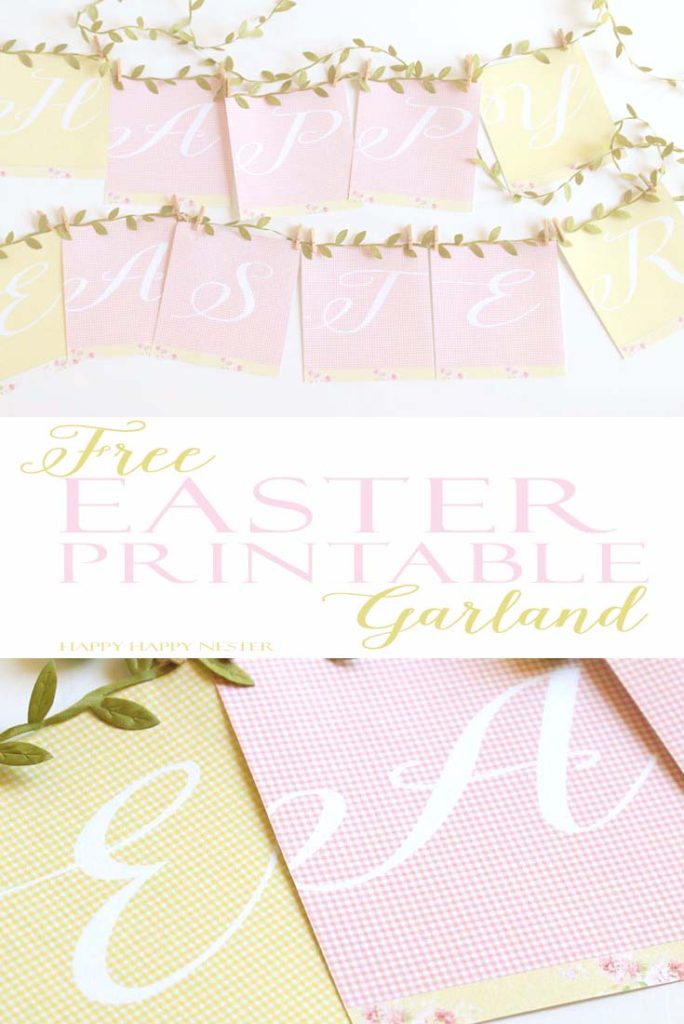 Free Easter Banner Printable Garland is an easy project that you'll love in your home this spring. Use realistic leaf ribbon and clothespin to make it.