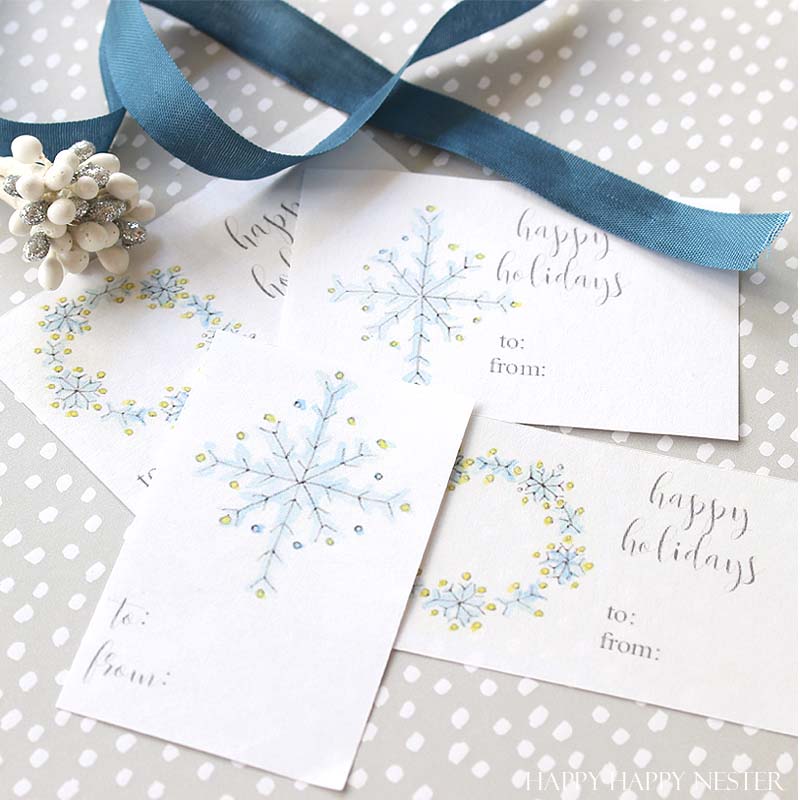 Printable Snowflake Gift Tags - White, Blue, Silver