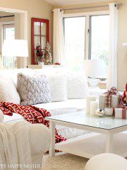 Christmas Home Tour for today is great inspiration of the classic red and white color scheme. Get ideas for your gift wrapping, advent tree and more.
