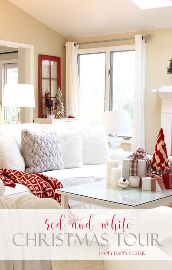 Christmas Home Tour for today is great inspiration of the classic red and white color scheme. Get ideas for your gift wrapping, advent tree and more.