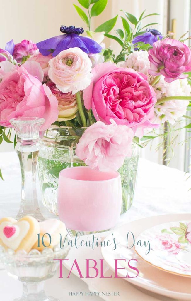 I have rounded up10 Valentine's Day Table Decorations for you. So many different ideas that you'll find one that you'll want to recreate! #DIY #crafts #Valentines Day #flowers #holidays #valentinesdayideas #holidaytables #valentinesdaytabledecor #valentinesdaytable #decor