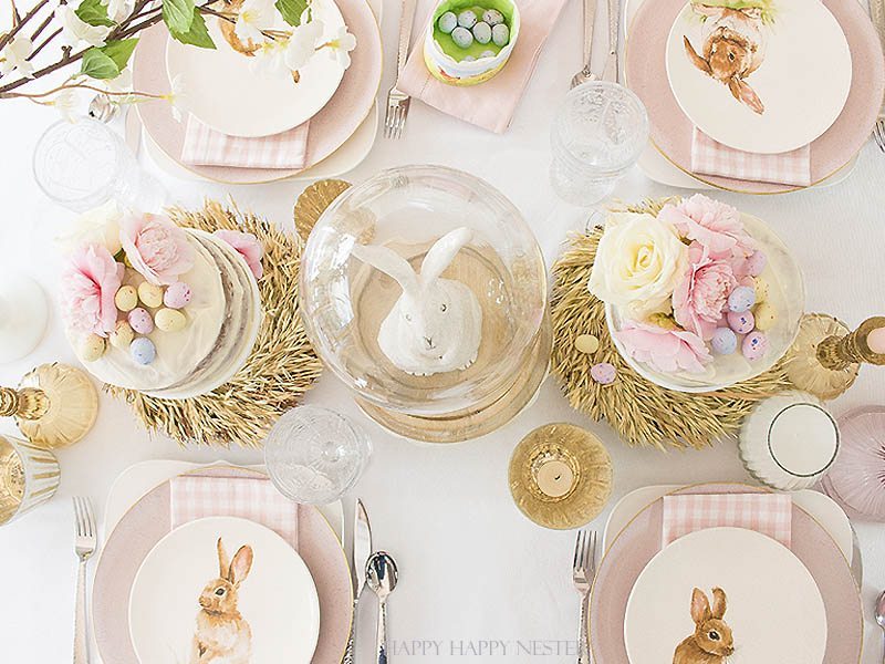 I'm all for simple Easter table settings. I'm certain you'll take away some inspiration from my table. Easy decorating ideas are among our Easter blog hop of twelve bloggers. Collect some ideas and get busy on your creating your Easter table. #decor #easter #easterdecor #decorating #eastertable #easytabledecor #holiday