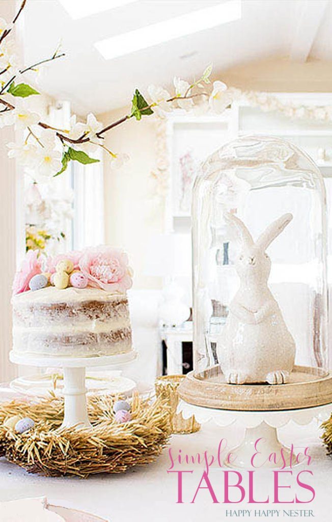 I'm all for simple Easter table settings. I'm certain you'll take away some inspiration from my table. Easy decorating ideas are among our Easter blog hop of twelve bloggers. Collect some ideas and get busy on your creating your Easter table. #decor #easter #easterdecor #decorating #eastertable #easytabledecor #holiday