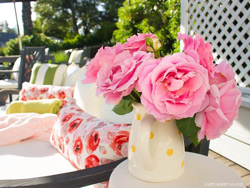 pin roses in a white vases