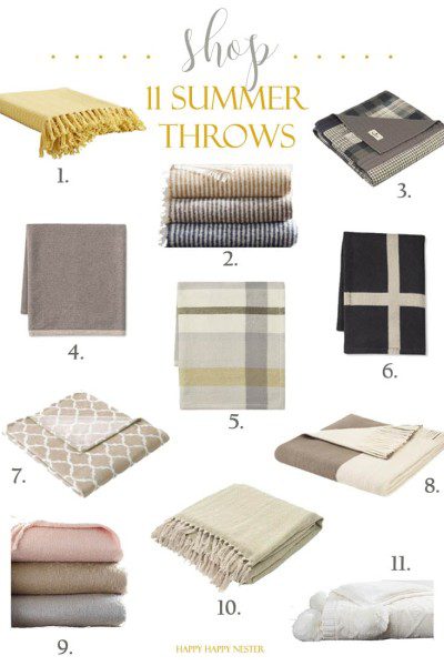 Here is some fun summer decor that is easy and fresh. Celebrate the summer with weather and restyle your home. I have collected some lightweight throws that will warm your guest when dining outdoors in your yard. Make sure to check out a beautiful summer bedroom while you visit this blog post.