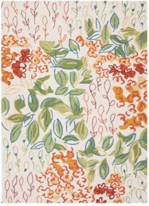 Floral orange and green rug