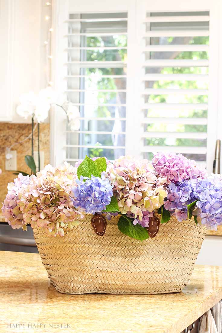 hydrangeas in a basket