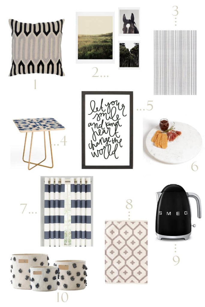 Design board for the Nordstrom Anniversary Sale with black and white decor