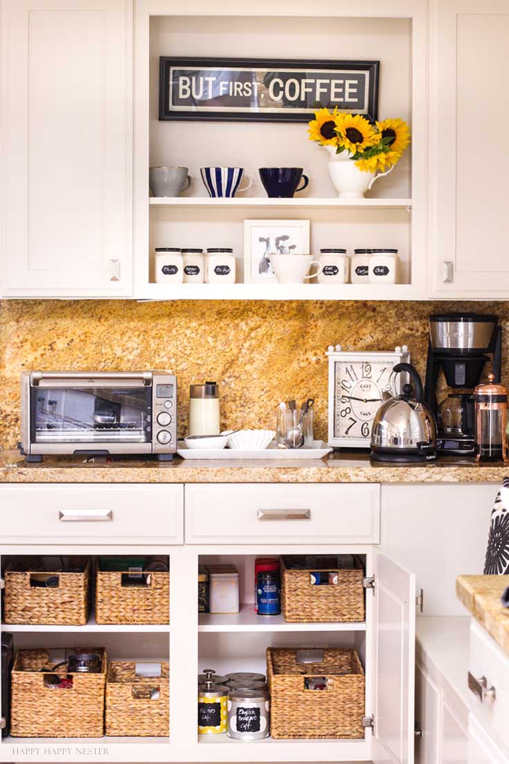 a coffee station in a kitchen