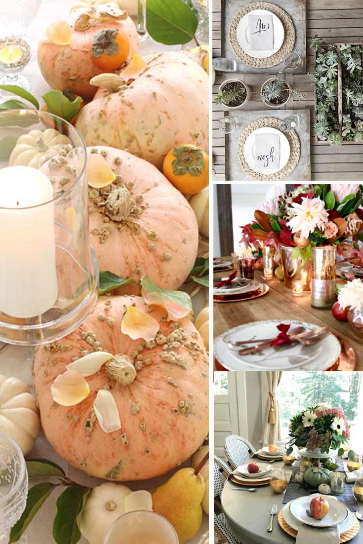 a collage of fall tablescapes