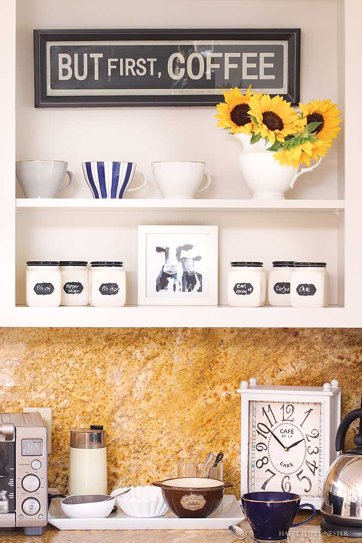 kitchen shelves and counters