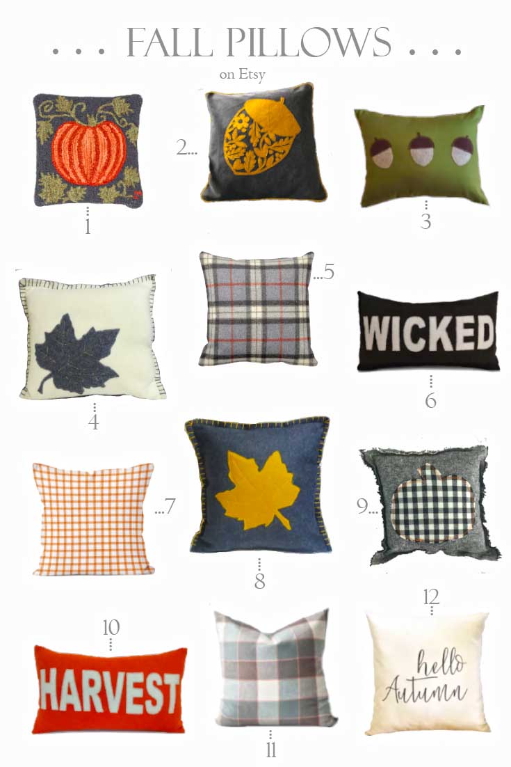etsy fall pillows lined up on a graphic