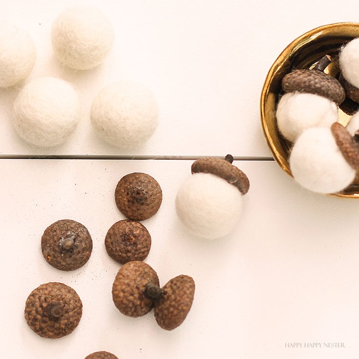 White acorns on a table