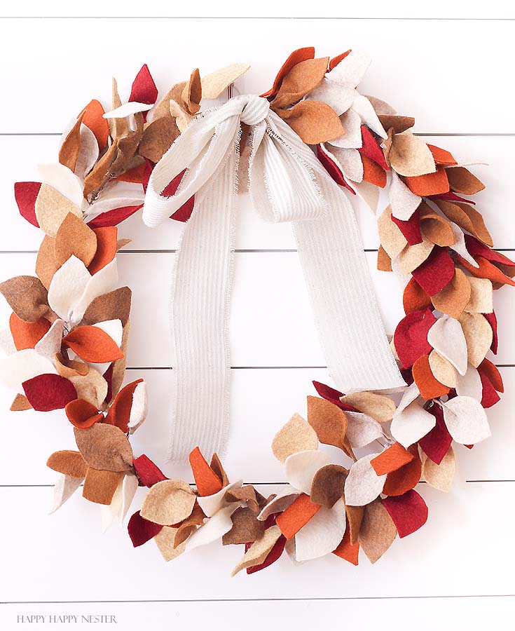 home decorating for fall with a felt leaf wreath