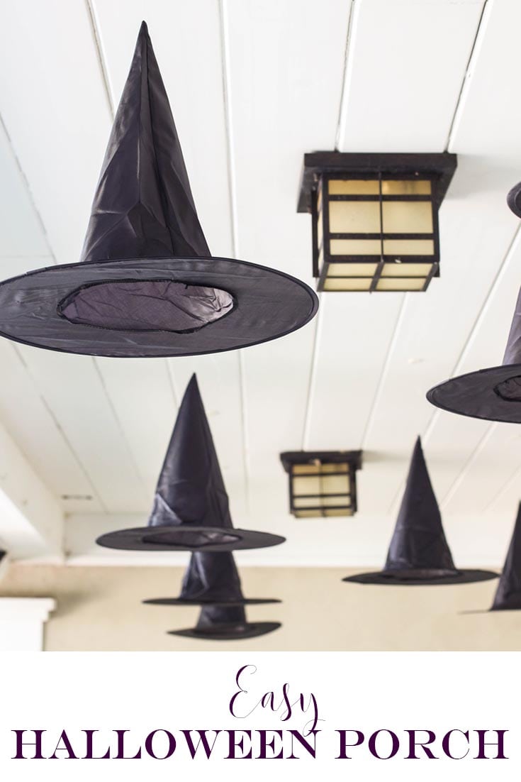 black hanging witch hats