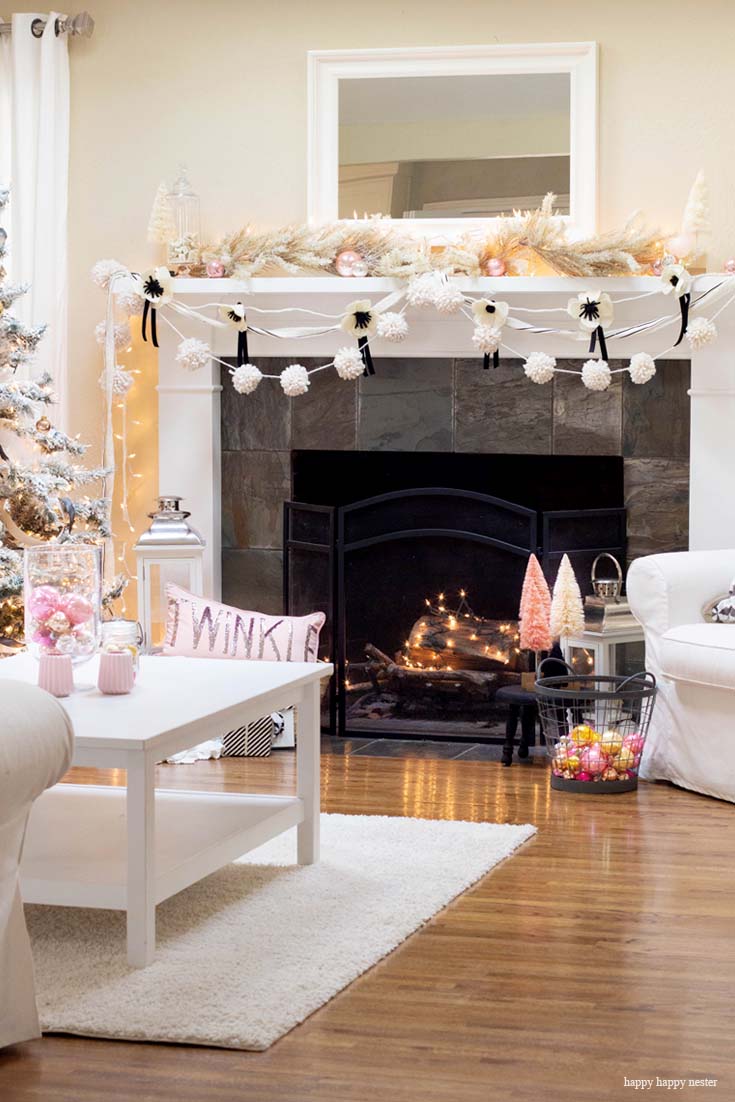 Black and White Cottage Christmas Mantel | Decorating Mantel | Decorating for the Holidays | Christmas | Christmas Decor | Christmas Decorating | Christmas Mantel | Mantel Decorating Ideas