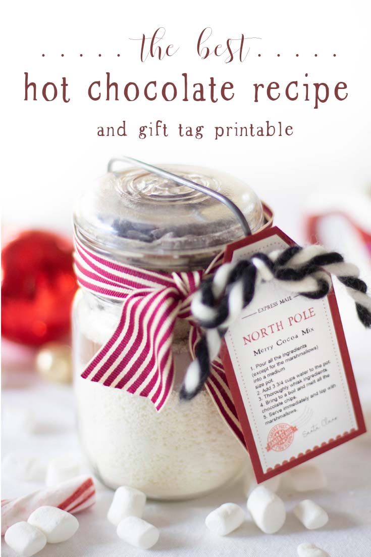 This Homemade Hot Chocolate Mix with a Gift Tag uses premium ingredients to make a gourmet drink. It is my best hot chocolate mix recipe and it is easy to make. Enjoy this instant hot chocolate recipe and have it on hand throughout the year. Homemade Hot Cocoa | Hot Chocolate Recipe | Hot Cocoa Recipe | Hot Chocolate Recipe With Powdered Milk | Gift Ideas For The Holidays | Holiday Gifts | The Best Hot Chocolate Recipe | Baking | Recipes