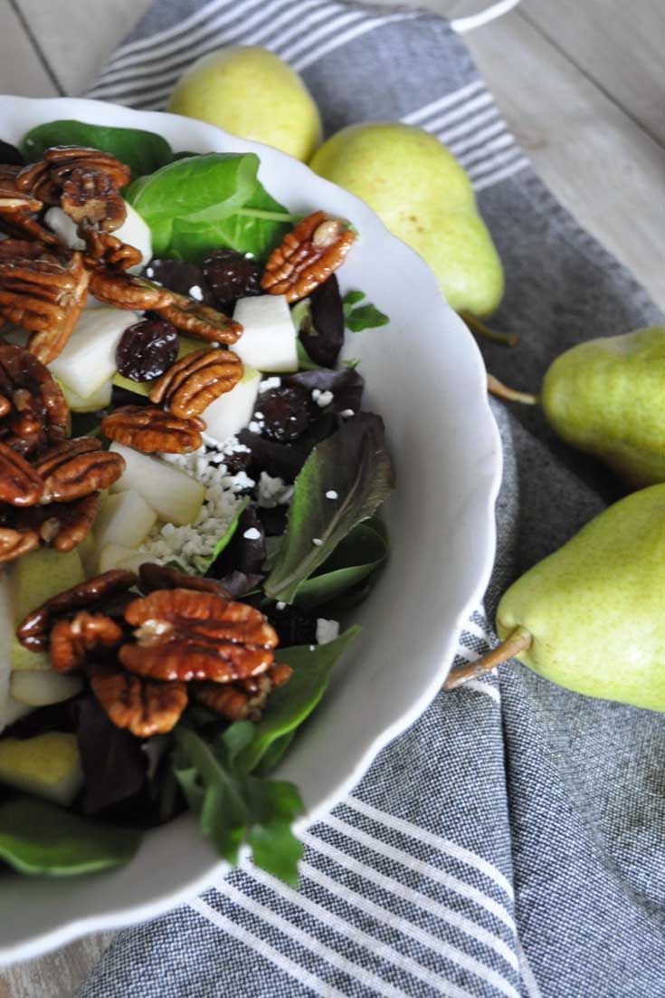 Thanksgiving pear and goat cheese salad