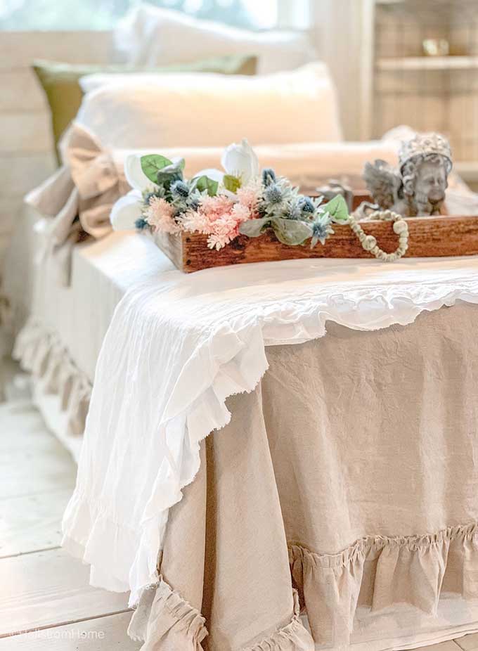 Shabby chic linens for a hygge home.