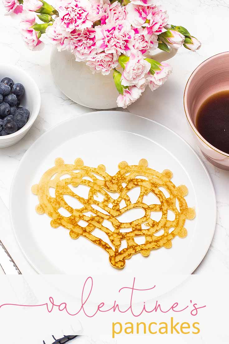 These are seriously the easiest Heart-Shaped Pancakes to make. And if you need some ideas for a Valentine's Day breakfast try making them. Inspired by the lace pancakes on The Great British Baking Show I made them. Not only are they cute, but they also taste yummy. Valentine's Day | Heart Pancakes | Lace Pancakes