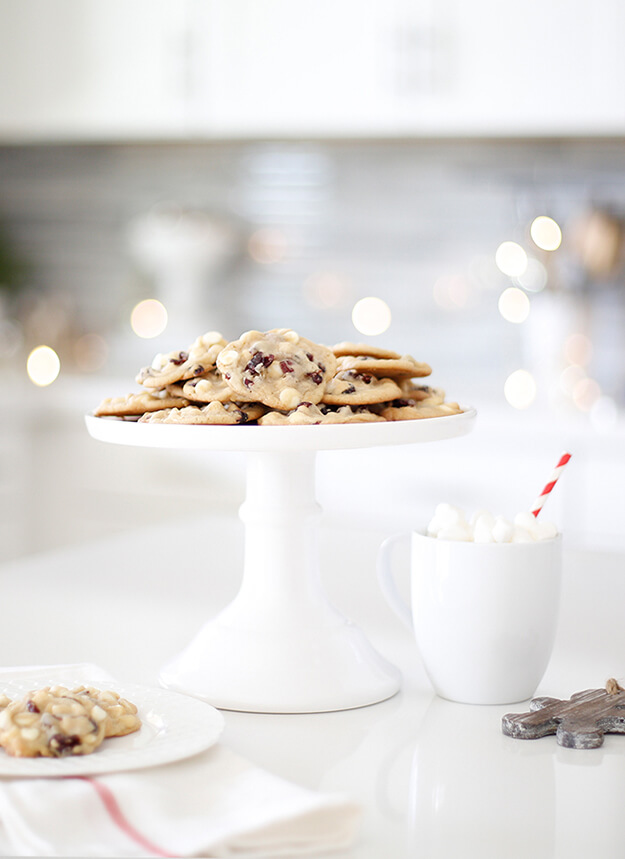 Cranberry White Chocolate Chip Cookies Recipe. Here are 10 Comfort Food Cookies that are family favorites. There is such a wide variety of cookies that I'm sure you'll enjoy some of them. If you like chocolate chip, peanut butter, molasses, almond and biscotti than you'll love this collection. #cookies #bestcookies #baking #recipes #cookierecipes #chocolatechip