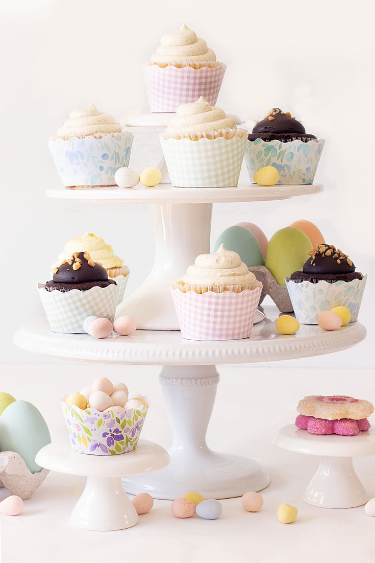 Learn How to Make this Cute Cupcake Stand. This week, our 3 Ingredient challenge is to Decorate with Target Dollar Spot Items! For this project, I came up with a great display for my yummy Easter cupcakes. My cake stands and eggs are so cheap, and I'm so pleased how great they display my desserts for entertaining. #target #targetdollarspot #decorating #easter
