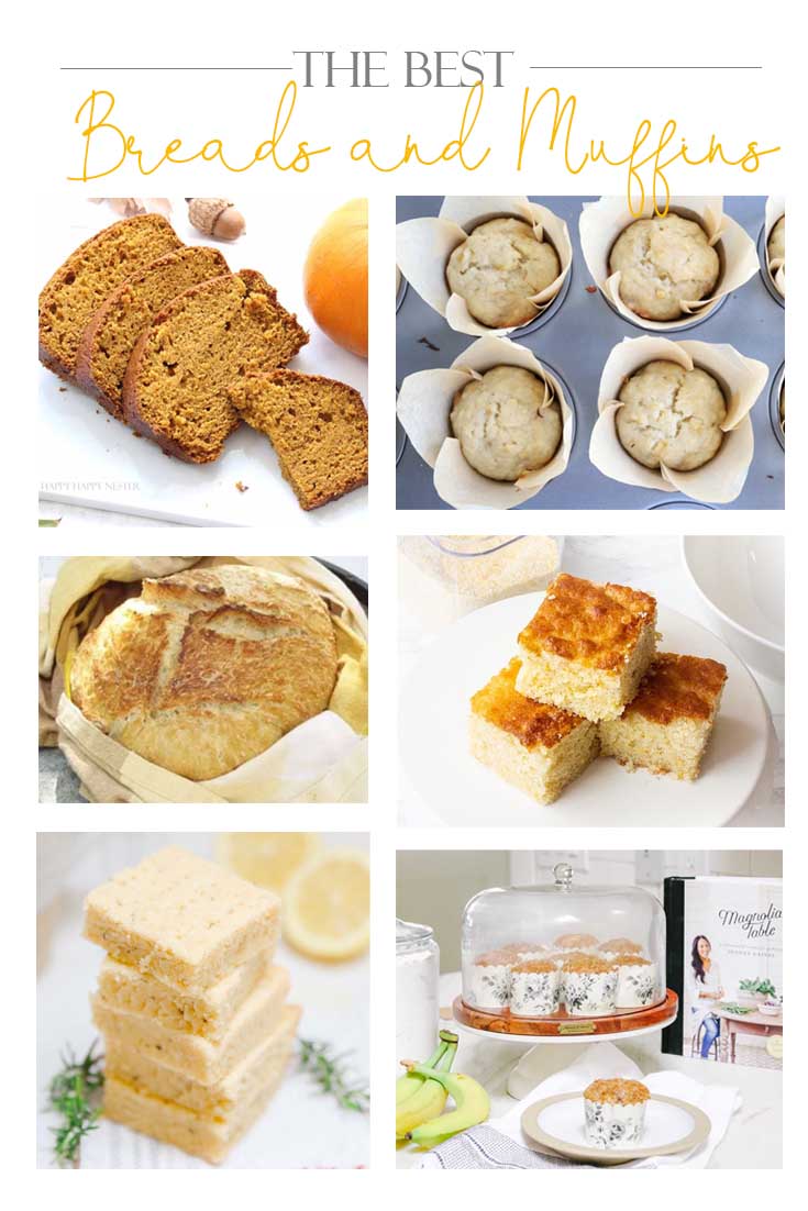 These are the 7 Best Muffin and Bread Recipes among my blogger friends. We round up all our favorite family recipes which are tried and tested. From the best cornbread, easy no-knead bread to banana muffins, you'll for sure find some great recipes. #baking #muffins #breads #quickbreads #recipes #cornbread #bestbreads 