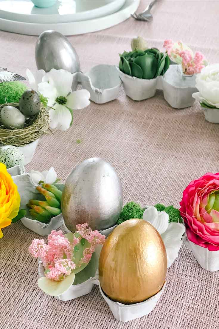 DIY Gilded Easter Eggs Carton Wreath.