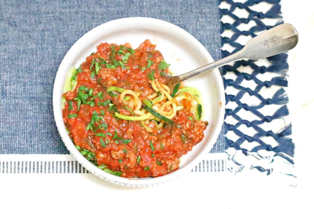 Whole 30 Zoodles with Bolognese Sauce. Tried and True Favorite Dinner Recipes are always the best. You know that these dishes will be tasty since they are family favorites. All these recipes are comfort food that we love. They are absolutely our best recipes. #comfortfood #recipes #dinnerrecipes #dinner #cooking