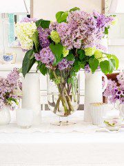 Beautiful Spring Table with Fresh Flowers