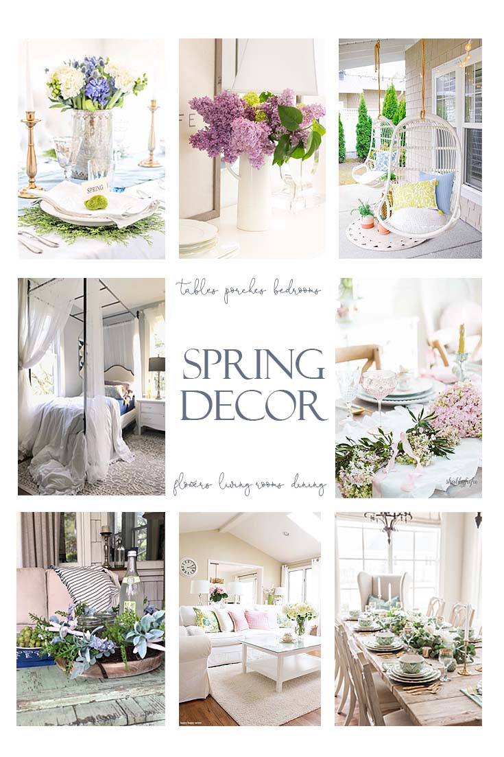 Do you need some Fresh Spring Decorating Ideas for your home? Look no further since I rounded up some of my favorite spring inspirations. I'm sharing spring tables, flowers, outdoor porches, and spring bedrooms. #springdecor #springdecorating #springtables #springbedrooms #springtables #springflowers #springdecor