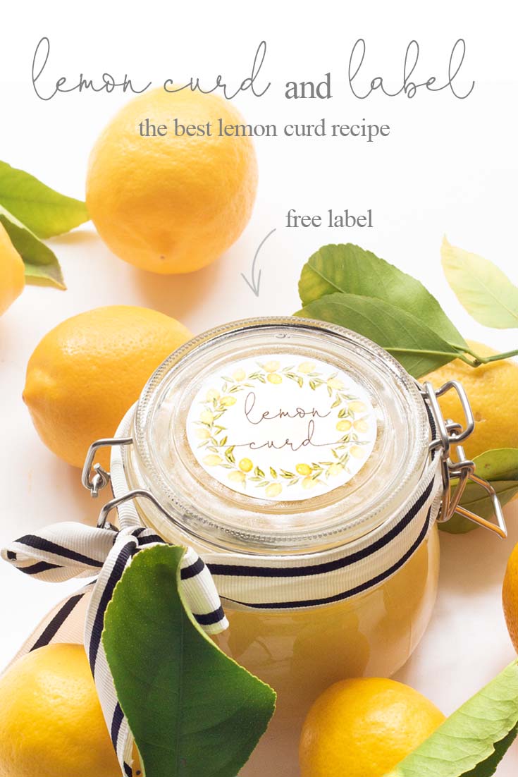 There is nothing better than fresh Homemade Lemon Curd with Printable Labels. Make this lemon curd and give it to friends and family as gifts. Add this cute printable and a pretty jar, and it is the perfect gift. #lemoncurd #baking #englishlemoncurd #printable #labels #freelabels #lemoncurdlabel #lemondessert #recipe
