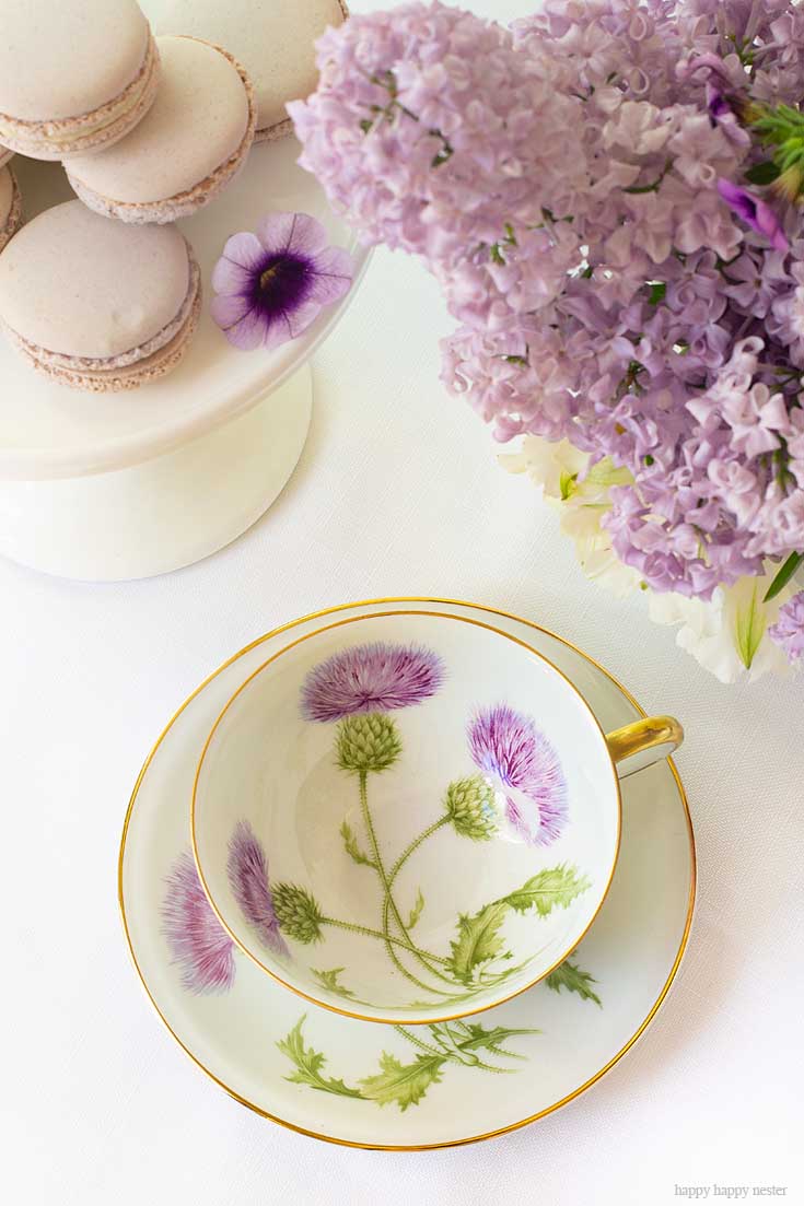 Take inventory of all your decor to create this spring table. It doesn't take much to create a Beautiful Spring Table with Fresh Flowers. This spring table with fresh lilacs and other garden flowers is so easy to create. No need to spend much to style a fabulous spring table. #springtable #flowerbouquet #freshflowers #lilacs #lavendertable #decoratingwithlilacs #purplelilacs