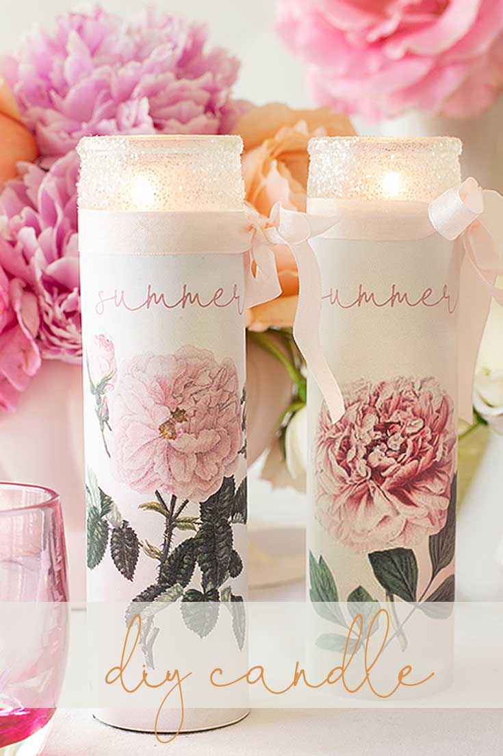 Make Your Own Personalized Candles with a supplies and a couple of minutes. This easy candle craft makes the prettiest summer candles! #crafts #candles #diy
