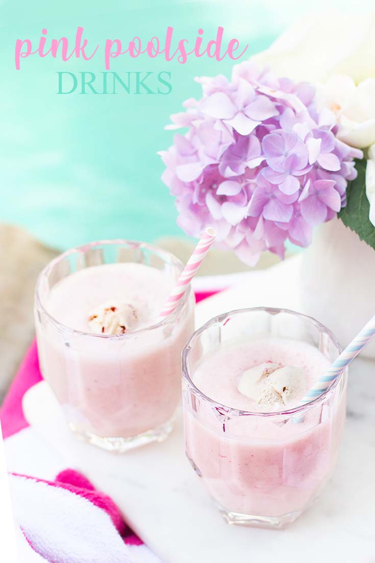 Pink Poolside Drink Recipes are a wonderful collection of perfect summer drinks. I'm certain you and your family will love these refreshing drinks for the hot summer weather! #recipes, #drinks, #smoothies, #cocktails