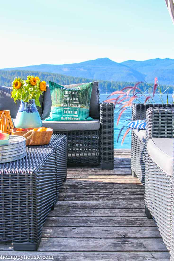 This beautiful lake house has the prettiest outdoor dock! Take a tour and get some fabulous ideas.