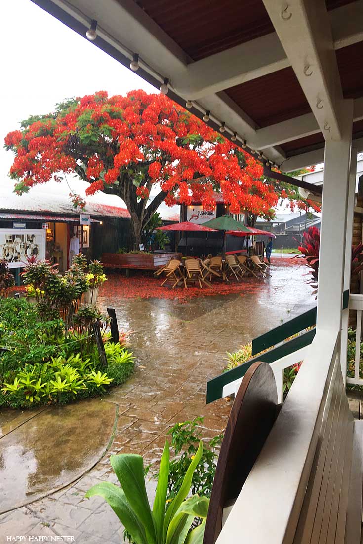 This adorable shopping center in Kauai is the best place to hang out in for a couple of hours. Check out this trip before you book your trip to Kauai. #vacations #tropical #trips #hawaii