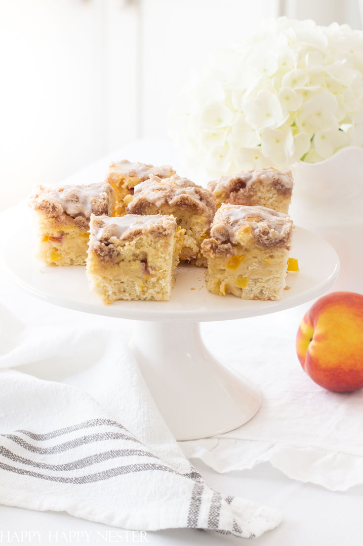 This Best Ever Peach Buckle Recipe is a little modification from my yummy blueberry buckle recipe. Enjoy the fresh summer peaches in this delicious dessert. #desserts #recipes #peaches #summerdesserts