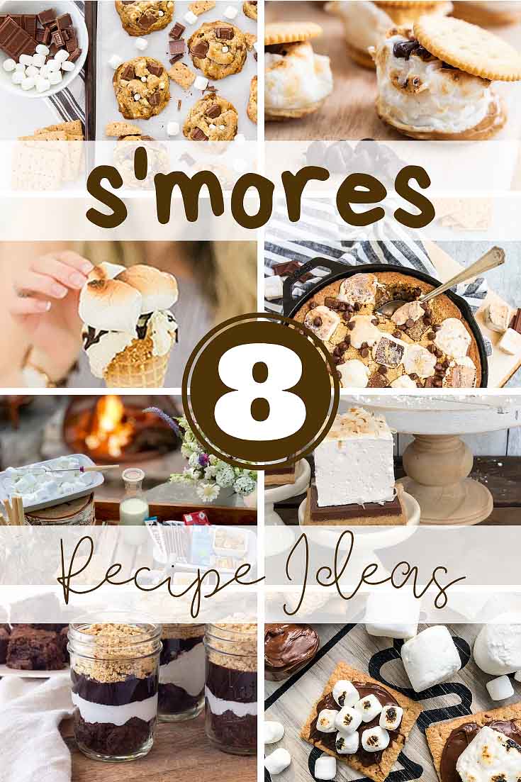 This wonderful post includes eight amazing s'mores recipes for your convenience. They are all tried and tested favorite family recipes. #smores #desserts #chocolaterecipes #chocolate #summerdesserts #easyrecipes