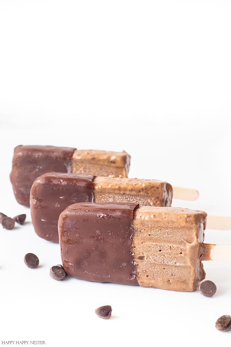 These banana chocolate chip popsicles are so delicious that you'll want to make them for your family. This is an easy recipe and contains no dairy. #recipes #popsicles #summerpopsicles #desserts