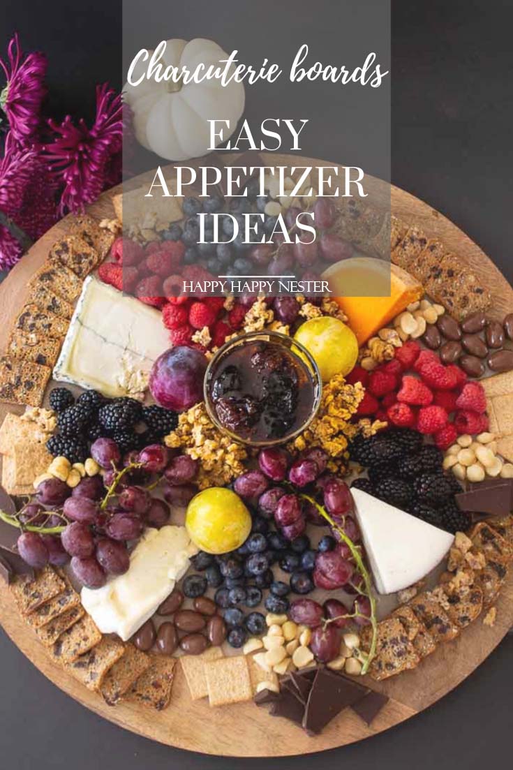Need some Easy Appetizer Ideas for a Party, then you'll want to view this step by step tutorial. It shows how to build a fruit, cheese charcuterie board. These amazing boards with delicious gourmet foods will impress your guests! #appetizers #easyappetizers #charcuterieboard