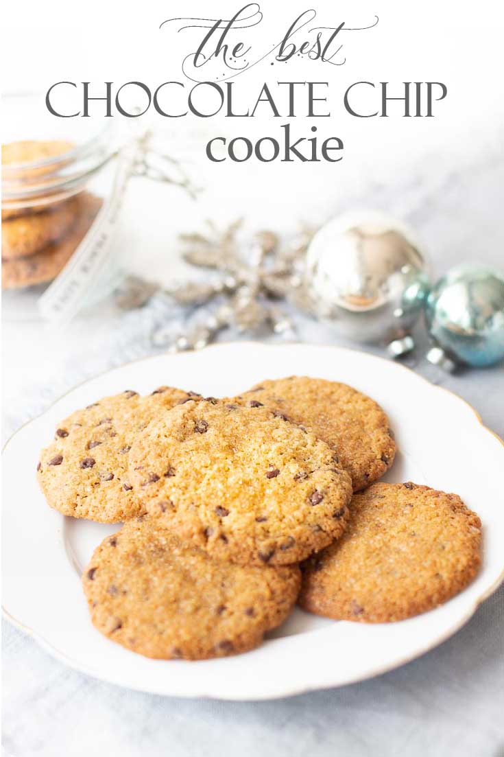 If you like a crispy and chewy cookie, then you'll love this Chocolate Chip Cookie Recipe, this is a thin, crispy cookie that is easy to make and so yummy. #cookie #cookierecipe #christmascookie