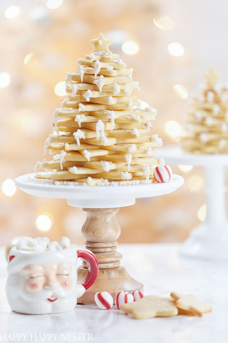 Learn how this Christmas cookie recipe is the best cookie for creating a fun and pretty cookie tree. #surlatable #christmascookies #sugarcookierecipe #cookierecipe #cookietree