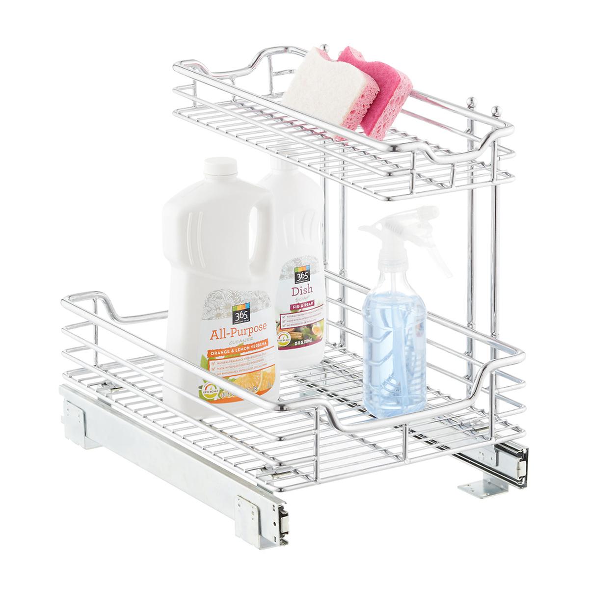 This item is a well made stainless steel shelf for under the sink kitchen organization. It makes your space under the sink very efficient. #organizing