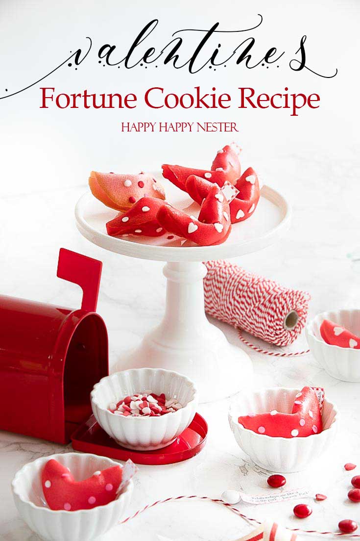 This easy Fortune Cookie Recipe is perfect for any holiday. Here is a Valentine's Day dessert with fun fortune cookie saying. This post has a free printable, so make sure to visit this website. #valentines #valentinesday #cookies #baking